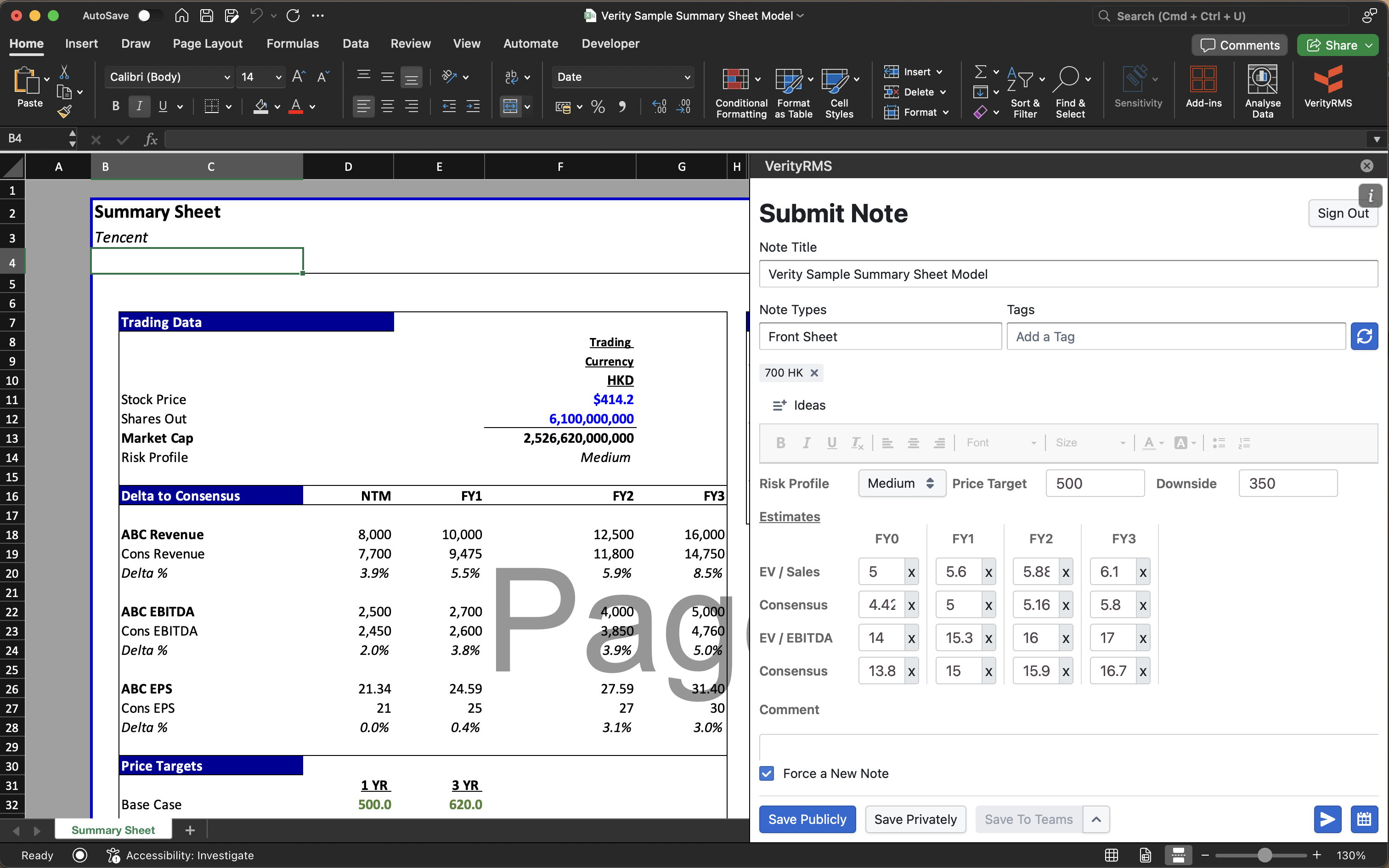 Analyst Front Sheet Excel Add-in 2025